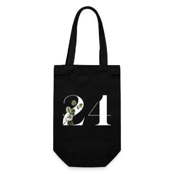 Numéro 24 floral vert -24e anniversaire floral - Sac à bouteille - noir - Devant
