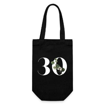 Numéro 30 floral vert - 30e anniversaire floral - Sac à bouteille - noir - Devant