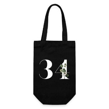 Numéro 34 floral vert - 34e anniversaire floral - Sac à bouteille - noir - Devant