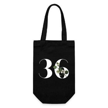 Number 36 Floral Green - 36th Floral Birthday - Gift Bag for Bottles - black - Front