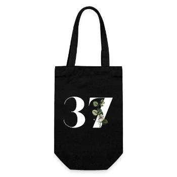 Number 37 Floral Green - 37th Floral Birthday - Gift Bag for Bottles - black - Front