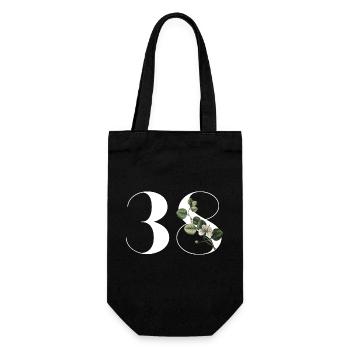 Numéro 38 floral vert - 38e anniversaire floral - Sac à bouteille - noir - Devant