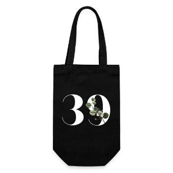 Nummer 39 Blumengrün - 39. Blumengeburtstag - Geschenkbeutel für Flaschen - Schwarz - Vorne