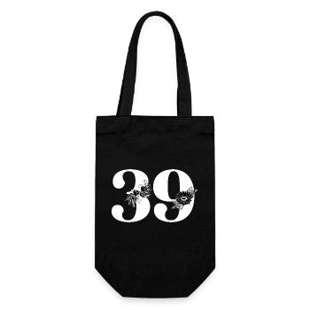 Nummer 39 Schwarze Blumen - 39. Blumengeburtstag - Geschenkbeutel für Flaschen - Schwarz - Vorne