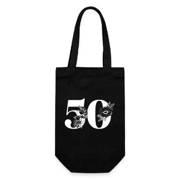 Numéro 50 floral noir - 50e anniversaire floral - Sac à bouteille - noir - Devant