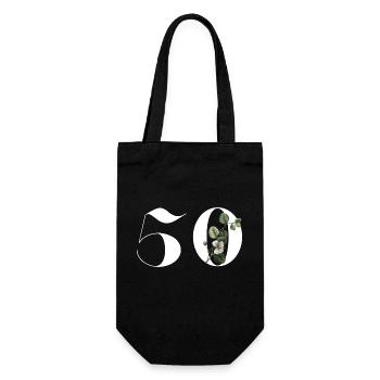 Numéro 50 floral vert - 50e anniversaire floral - Sac à bouteille - noir - Devant