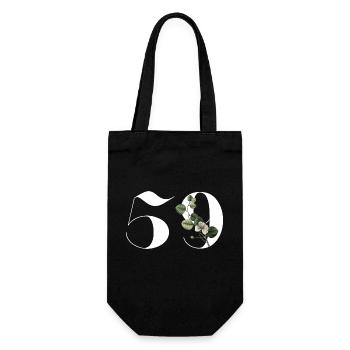 Number 59 Floral Green - 59th Floral Birthday - Gift Bag for Bottles - black - Front
