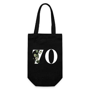 Number 70 Floral Green - 70th Birthday Floral - Gift Bag for Bottles - black - Front