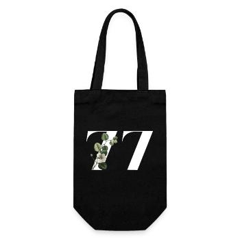 Nummer 77 Blumengrün - 77. Blumengeburtstag - Geschenkbeutel für Flaschen - Schwarz - Vorne