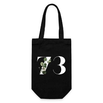 Numéro 73 floral vert - 73e anniversaire floral - Sac à bouteille - noir - Devant