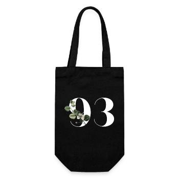 Number 93 Floral Green - 93rd Floral Birthday - Gift Bag for Bottles - black - Front