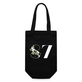 Number 87 Floral Green - 87th Floral Birthday - Gift Bag for Bottles - black - Front