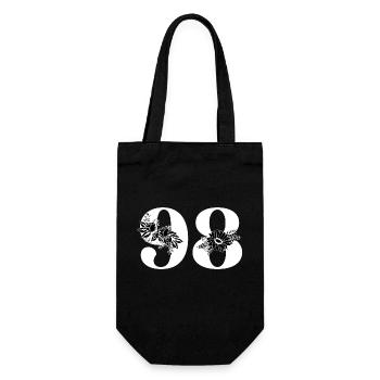 Number 98 Black Floral - 98th Floral Birthday - Gift Bag for Bottles - black - Front