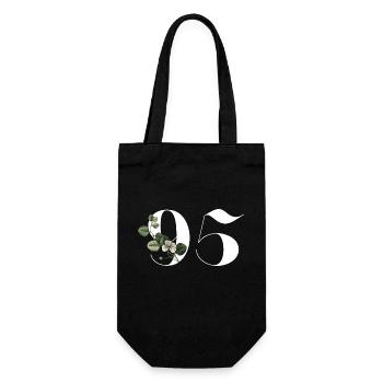 Number 95 Floral Green - 95th Floral Birthday - Gift Bag for Bottles - black - Front