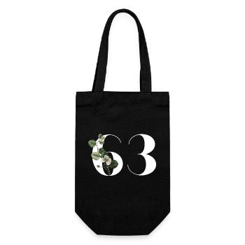 Numéro 63 floral vert - 63e anniversaire floral - Sac à bouteille - noir - Devant