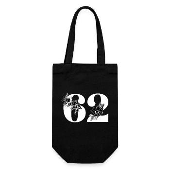Nummer 62 Schwarze Blumen - 62. Blumengeburtstag - Geschenkbeutel für Flaschen - Schwarz - Vorne