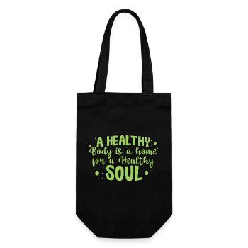 A Healthy Body is a Home - Gift Bag for Bottles - black - Front