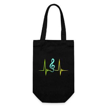 Musik Notenschlüssel Puls Frequenz Note Herzschlag - Geschenkbeutel für Flaschen - Schwarz - Vorne