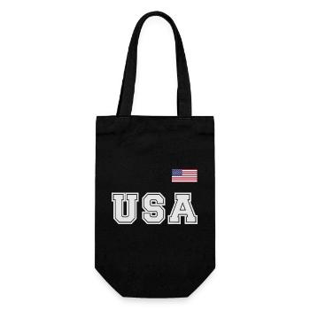 TEAM USA amerikanische Flagge Fahne über Schrift - Geschenkbeutel für Flaschen - Schwarz - Vorne
