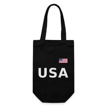 TEAM USA amerikanische Flagge Fahne über Schrift - Geschenkbeutel für Flaschen - Schwarz - Vorne