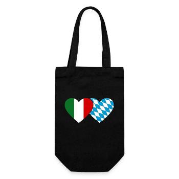 Italy Bavaria Flag Heart - Gift Bag for Bottles - black - Front