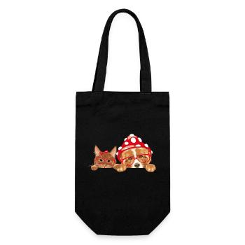 Peeking funny ginger cat and border collie dog - Gift Bag for Bottles - black - Front