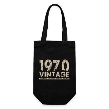 Jahrgang 1970er Bursdag - Unikat - Geschenkbeutel für Flaschen - Schwarz - Vorne