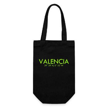Valencia Spain Coordinates Latitude Longitude - Geschenkbeutel für Flaschen - Schwarz - Vorne