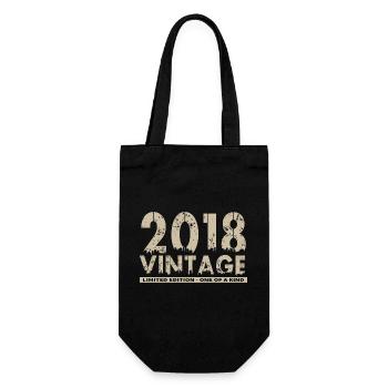 Jahrgang 2018 Bursdag - Unikat - Geschenkbeutel für Flaschen - Schwarz - Vorne