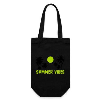 summer vibes - Geschenkbeutel für Flaschen - Schwarz - Vorne
