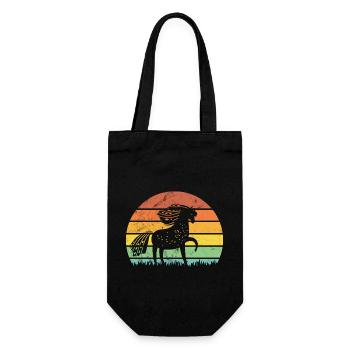 Einhorn Sonnenuntergang Retro Grunge - Geschenkbeutel für Flaschen - Schwarz - Vorne