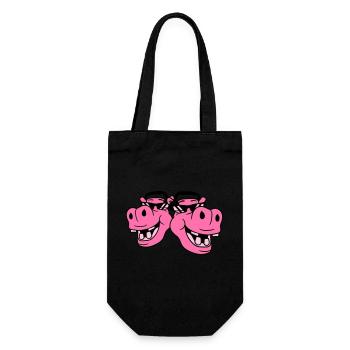 2 Pink Hippos Faces Party Club Music Team - Gift Bag for Bottles - black - Front