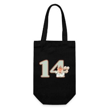 14th Birthday Fox Flowers - Gift Bag for Bottles - black - Front