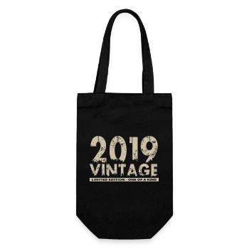 Jahrgang 2019 Bursdag - Unikat - Geschenkbeutel für Flaschen - Schwarz - Vorne
