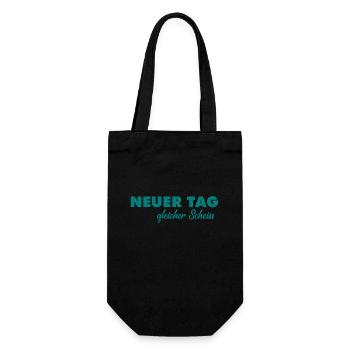 Neuer Tag - Gleicher Scheiss - Scheiß - Geschenkbeutel für Flaschen - Schwarz - Vorne