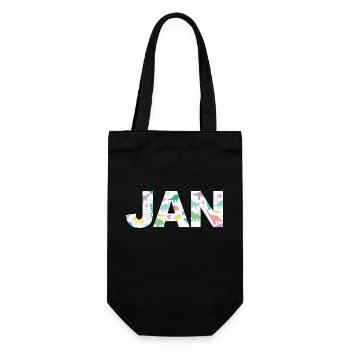 JAN - Beautiful boy name with dinosaur - Gift Bag for Bottles - black - Front