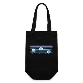 Bateaux Sur la Mer Traits Bleus - Sac à bouteille - noir - Devant