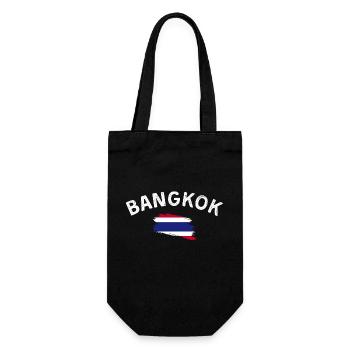 Bangkok Thailand Flagge T-Shirt gebogenes Design - Geschenkbeutel für Flaschen - Schwarz - Vorne