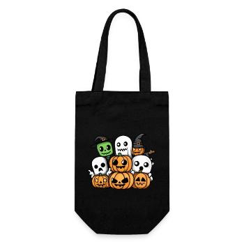 Halloween Party Comic Pumpkin Ghost - Gift Bag for Bottles - black - Front