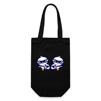2 Chicks Birds Ducks Ribbon Cute Two Friends Team - Gift Bag for Bottles - black - Front