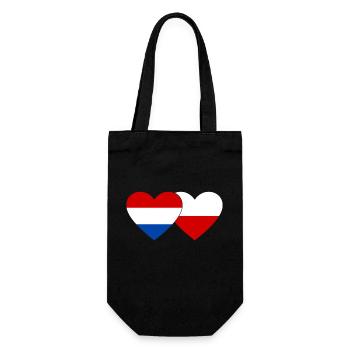 Holland Polen Flagge Herz - Geschenkbeutel für Flaschen - Schwarz - Vorne