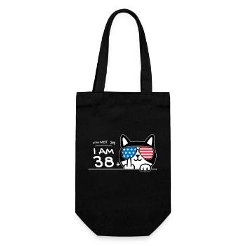 Ich bin nicht 39, ich bin 38 plus 1 Mittelfinger Katzenflipp - Geschenkbeutel für Flaschen - Schwarz - Vorne