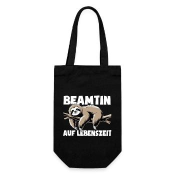 Faultier Beamtin auf Lebenszeit - Spruch - Geschenkbeutel für Flaschen - Schwarz - Vorne