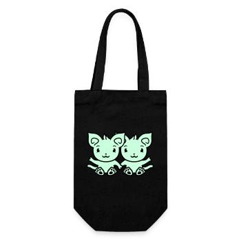 Deux chats heureux 2 amis Couple Équipe Couple - Sac à bouteille - noir - Devant