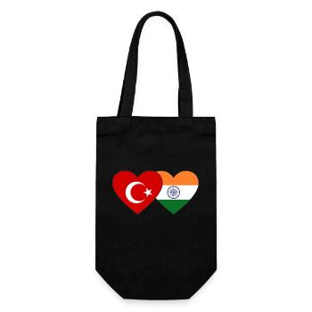 Turkey India Flag Heart - Gift Bag for Bottles - black - Front