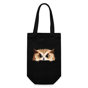 hibou jeter un coup d’œil mignon adorable drôle animal dessin animé - Sac à bouteille - noir - Devant