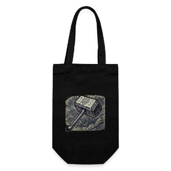 Mjolnir surrounded by lightning - Gift Bag for Bottles - black - Front