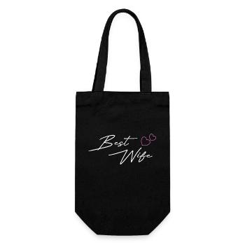 Best Wife Design white - Geschenkbeutel für Flaschen - Schwarz - Vorne