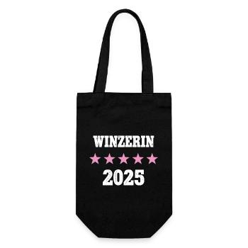 Winzerin 2025 Ausbildung Prüfung Winzer Weinbauer - Geschenkbeutel für Flaschen - Schwarz - Vorne