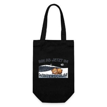Bär im Winterschlaf Winter Schnee Geschenk Warm - Geschenkbeutel für Flaschen - Schwarz - Vorne
